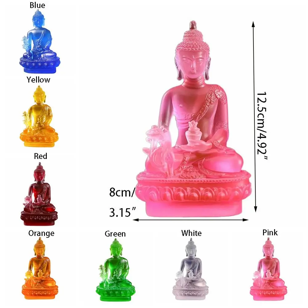 1 PCS Multi-colored Medicine Buddha Statue Creative Resin Buddha Crafts Simple Retro Pharmacist Buddhist Sculpture