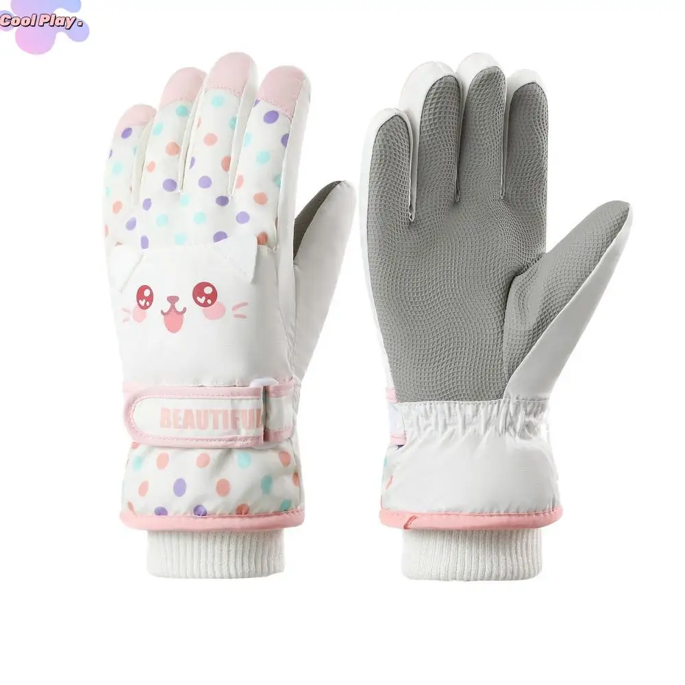 

Cartoon Children Ski Gloves Full Finger Riding Kids Snowboard Gloves Keep Warm Thicken Girls Skiing Gloves Outdoor Sports