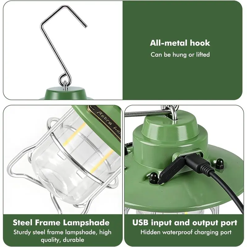 A64Z Dimmable 3 Modes Rechargeable Camping Light Lantern For Tents Outdoor Electric Lanterns For Hiking Fishing