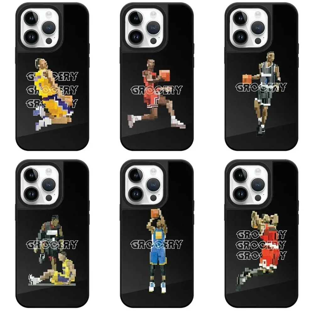 Mirror Basketball Pattern iPhone 11 12 13 14 15 16 Pro Max Protective Case with MagSafe