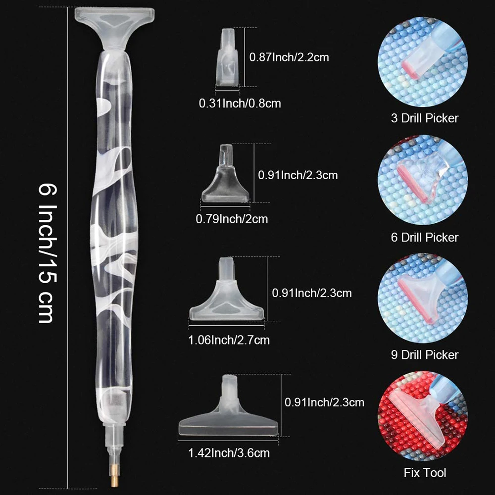 5D DIY Resin Diamond Painting Pen Eco-friendly Replacement Pen Heads Multi Placers Point Drill Pens DIY Nail Art Tool