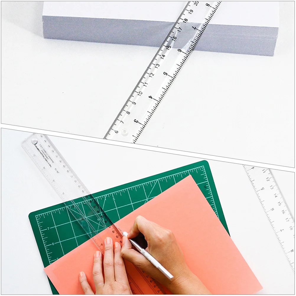 

4 Pcs Transparent T-Standard Shaped Ruler Measuring Precision Drafting Plastic Woodworking Edge