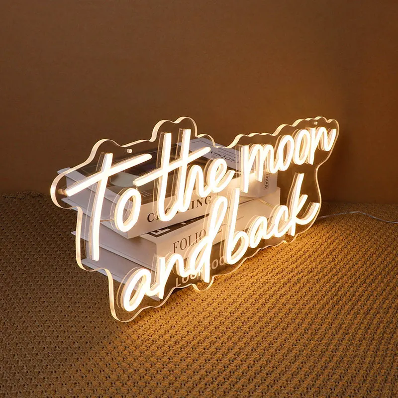 

To The Moon And Back Neon Sign Wedding Birthday Party Engagement Bar Club Hoter Home Bedroom Wall Decor CustomLed Lights