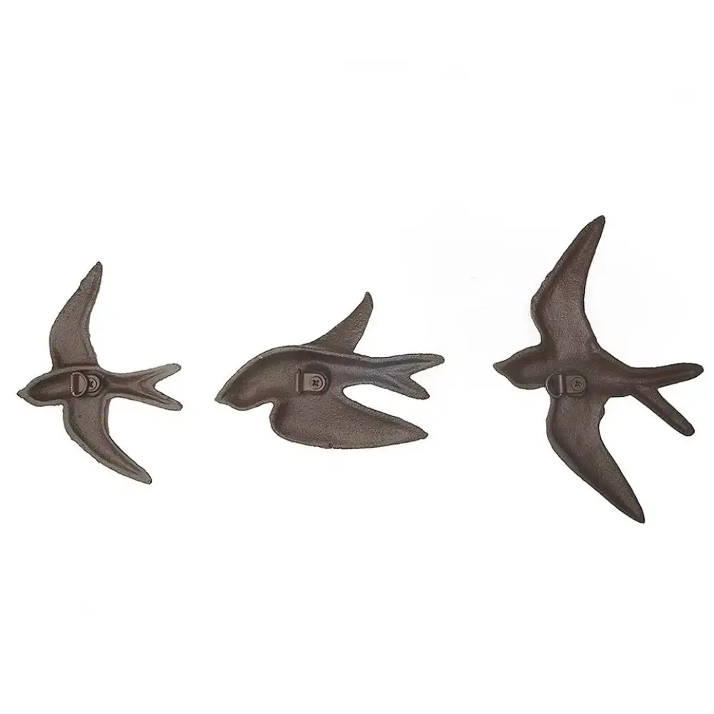 Creative Cast Iron Swallow Cast Iron Ornament Black DIY Decor Cast Iron Swallow Wind Chime Art Statue Wall Decoration