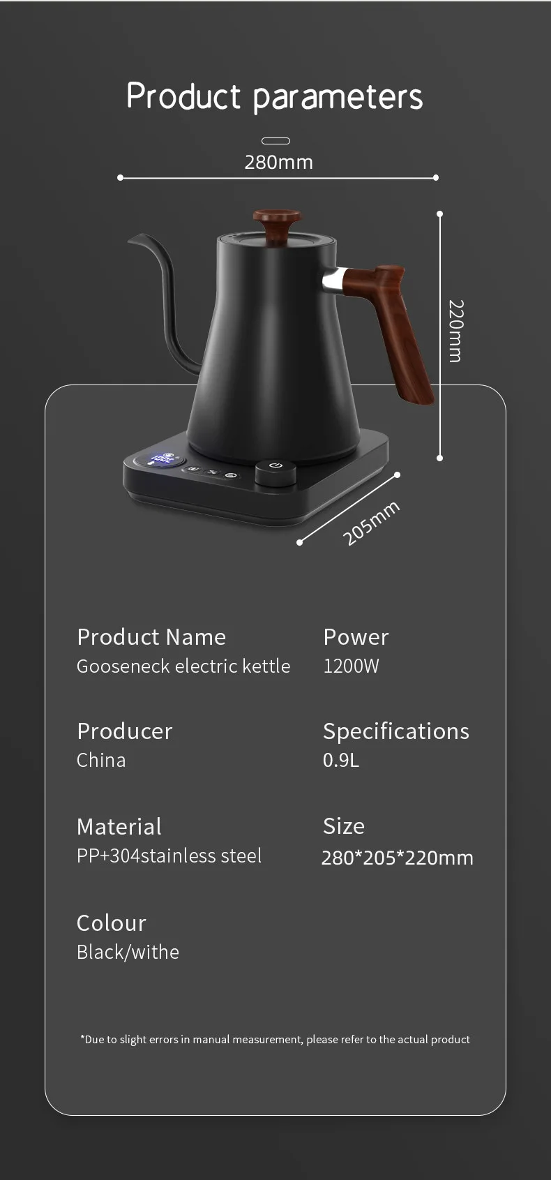 Intelligent Constant Temperature Electric Gooseneck Kettle for Hand Brew Coffee and Tea Making Precision Pour Over Water