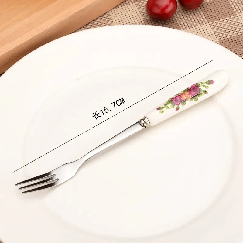 Stainless Steel Bone Fork, China Fruit Fork, Cake Dessert Fork, Fashion Tableware, 15mm, 6Pcs