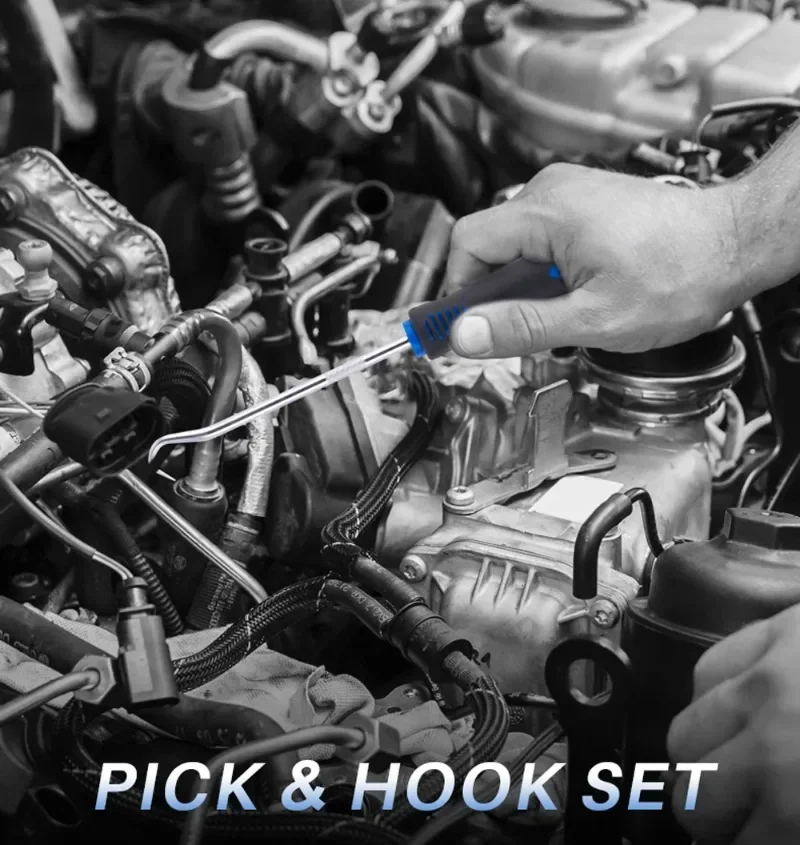 

4 шт., 165 мм, синий автомобильный набор отверток для сальника, набор крючков для снятия шланга, уплотнительное кольцо, съемник прокладок, съемник крючков, инструменты для ремонта