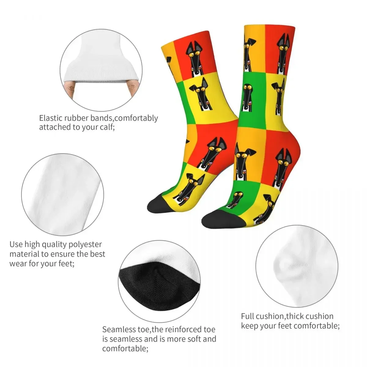 Greyhound Semaphore Socks Men's Women's Fashion Skipworth Whippet Lurcher Dog Socks Spring Summer Autumn Winter Stockings Gift