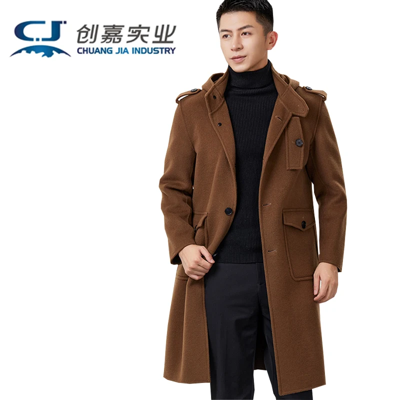 

Pure Double-sided Wool Men's Hooded Coat, Stylish Fashion Clothing, Winter Cold Protection and Warmth Preservation Outerwear
