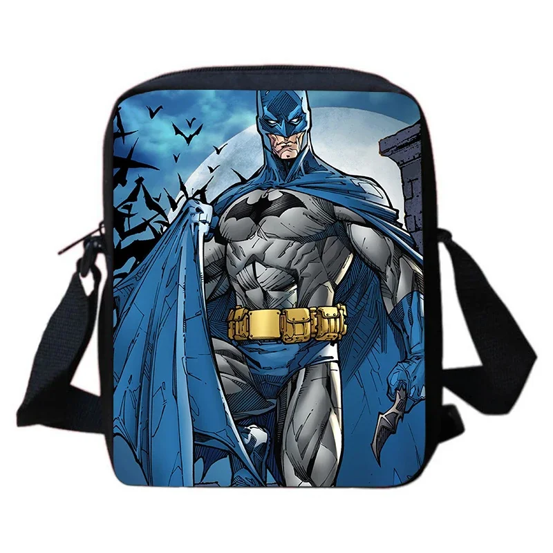 Cartoon School Backpack for Boys Girls,Anime Batman Shoulder Bags,Anime Prints School Crossbody Bags,Child Messenger Satchel