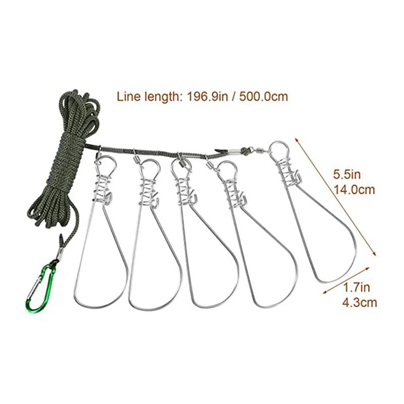 

2525 + 5 м 5 пряжек рыбный шкафчик из нержавеющей стали веревка рыболовный замок аксессуары для рыболовных снастей для каякинга пеший туризм рыбалка на открытом воздухе