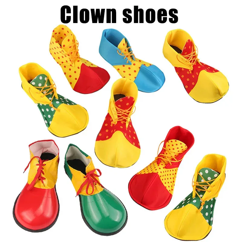 

Туфли клоуна цвета в горошек - костюм на Хэллоуин, цирковой реквизит, красные нейтральные вечерние карнавальные радужные туфли, маленькие