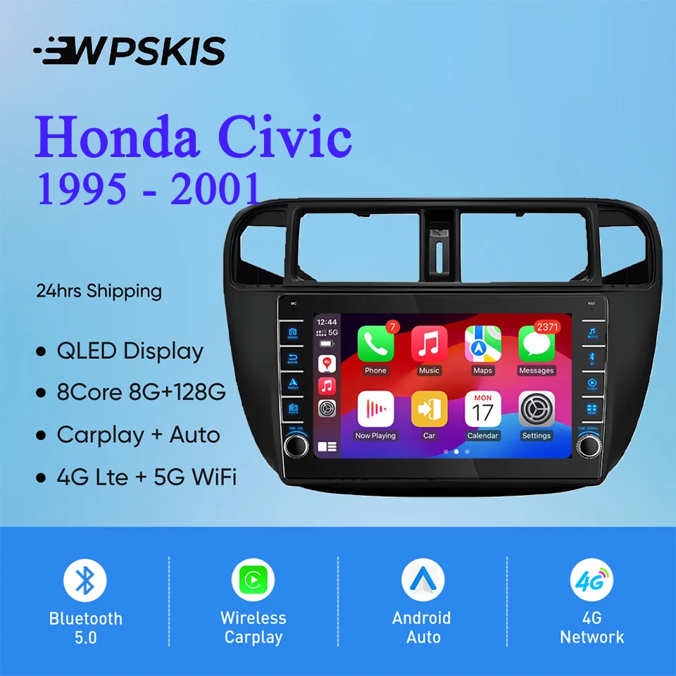 

8G Ram 128 ГБ Android 14 Автомобильный радиоприемник Стерео Видео Аудио Музыка DVD-плеер GPS Navi для Honda Civic 1996-2001 Carplay Auto DSP RDS