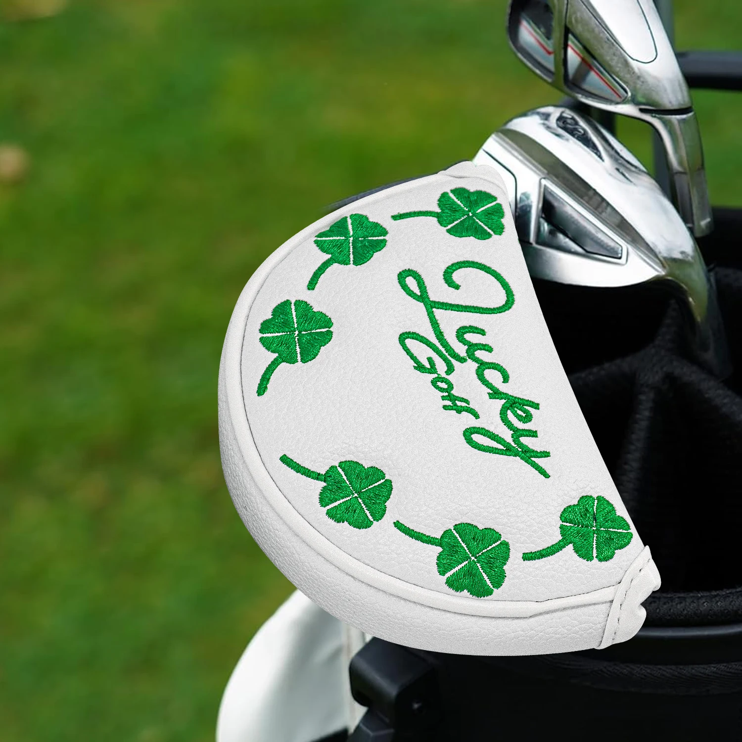 1pc Golf Protective Cover, Golf Putting Cover, Clover Design, Stylish and Durable, Magnetic Closure, Black and White Two Colors image 6
