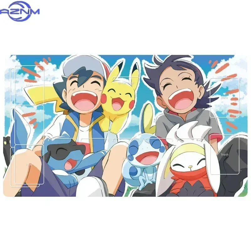 Rubber Mousepad, Vivid Anime Style Card Game Playmat with Card Zones, Non-slip Large Table Mat for Trading Card Gaming