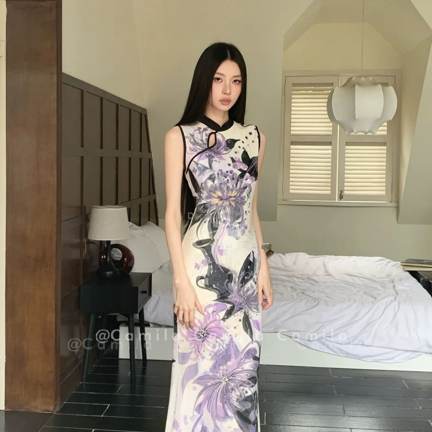 Chinese Qipao Dress Vintage Sleeveless Cheongsam Sexy Improved Mermaid Long Dress Female Vestidos Evening Slim Party Dress