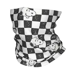 Custom Snoopys Checkered Flag Bandana Winter Neck Warmer Women Windproof Wrap Face Scarf Ski Cartoon Comic Dog Gaiter Headband