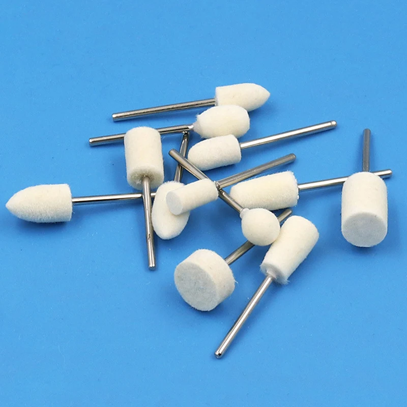 12 buah kepala pemoles wol 2.35mm batang untuk wanita kuku merasa Bobs pengukir alat abrasif mata bor putar Gerinda
