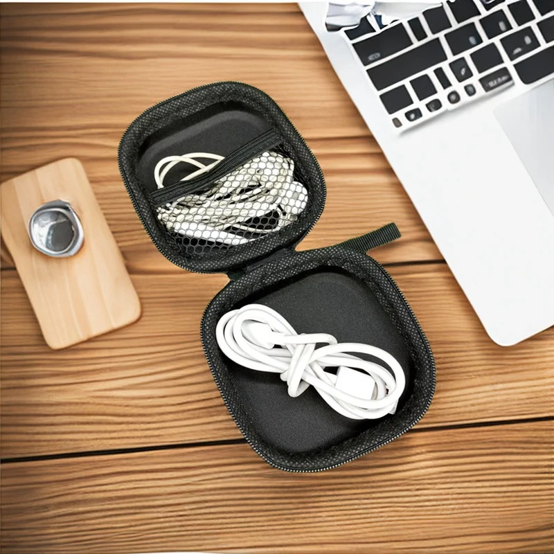 10 Piece Large-Capacity PU Material Zipper Bag Portable PU+Polyester Headphones Bluetooth Headset Data Cable Storage Box