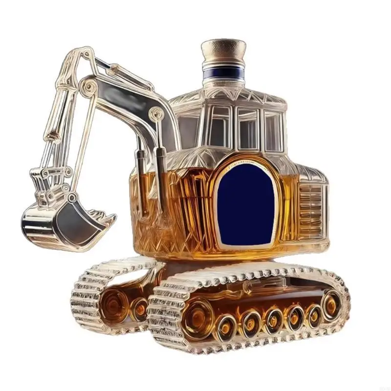 Excavator Whiskeys Wine Bottle Construction Vehicle Glass Liquor Bottle, Clear Display Bottle with Seal Top for B03E