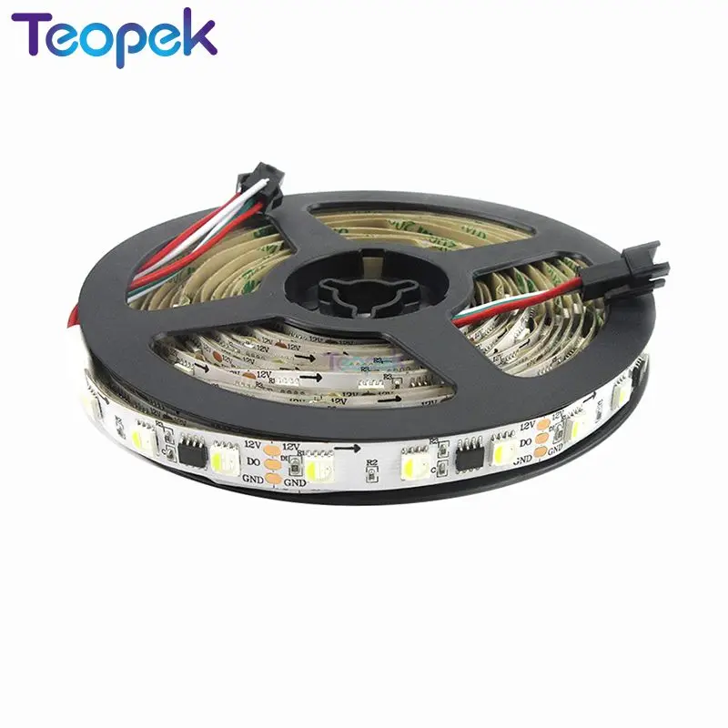 Bande LED IC RGBWW adressable, contrôleur programmable, réplique complète, TM1814, DC 12V, 24V, 5050 SMD, 60LED/m