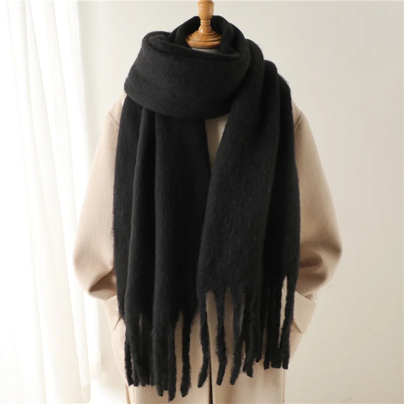 Mahair Rainbow Winter Fashion Design Women Blanket Scarf Luxury Brand Thicken Warm Scarves Tassel Neckerchief Cashmere Shawls