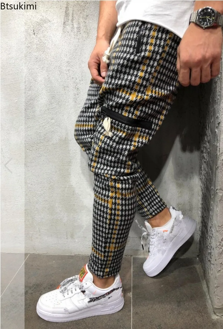 2025 Men's Casual Striped Trousers Comfortable Elastic Waist Drawstring Sweatpants Streetwear Spring Autumn All Match Men Pants