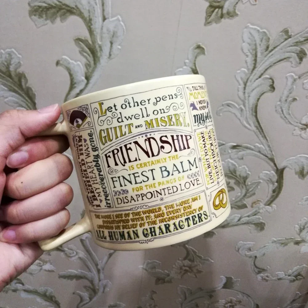 1 Pcs Jane Austen Coffee Mug Tea Cup Pride and Prejudice Ceramic Cups for Coworker Book Novel Gifts Jane Austen Saying Mug