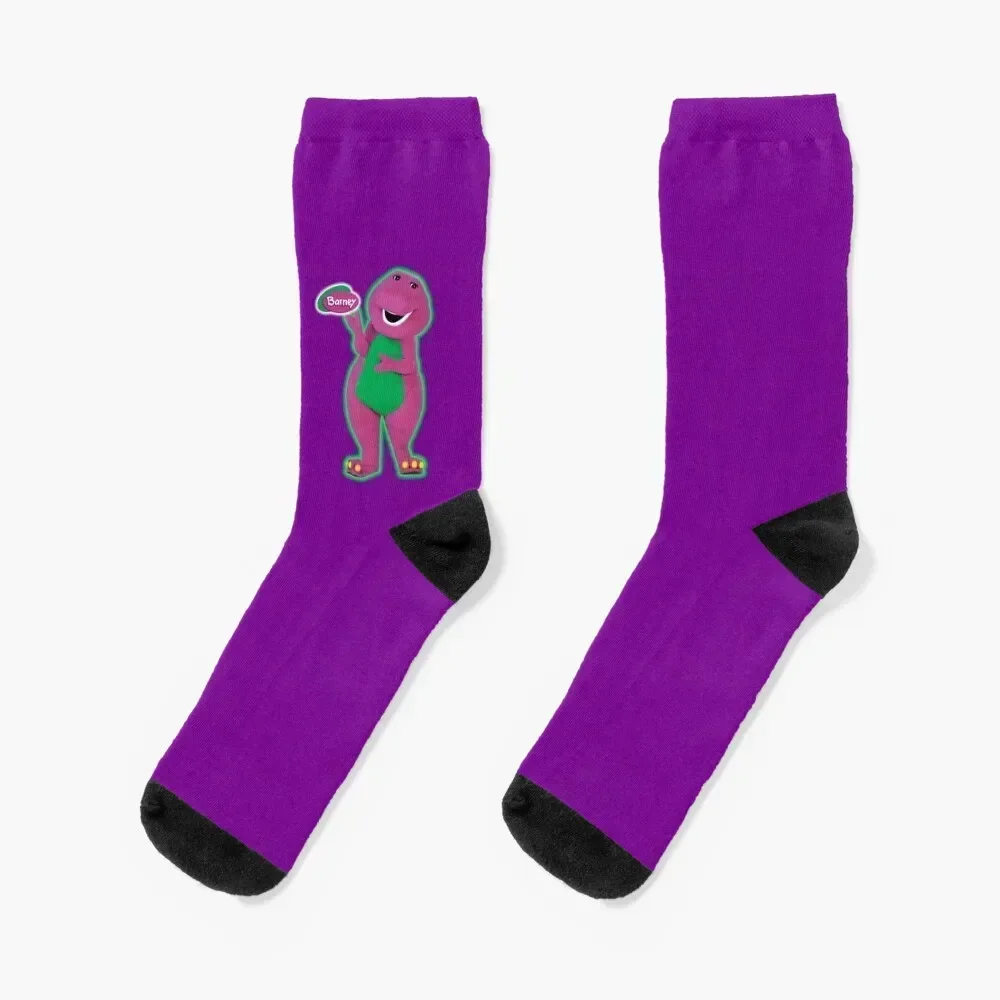 Barney The Dinosaur glowing in green Socks hip hop sheer Mens Socks Women's