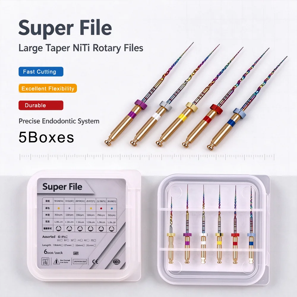 SYJH 30pcs Dental Endodontic Rotary Files Gold X-Pro NiTi Large Taper SX S1 F1 F2 F3 21/25/31mm for Endo Motor Dental Clinic