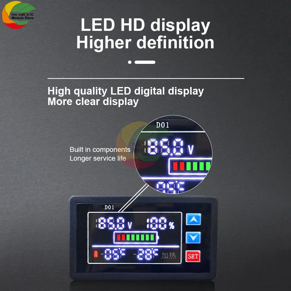 Digital Display Voltmeter With Temperature Control Waterproof Temperature Controller Control Switch Meter Battery power detector image 2