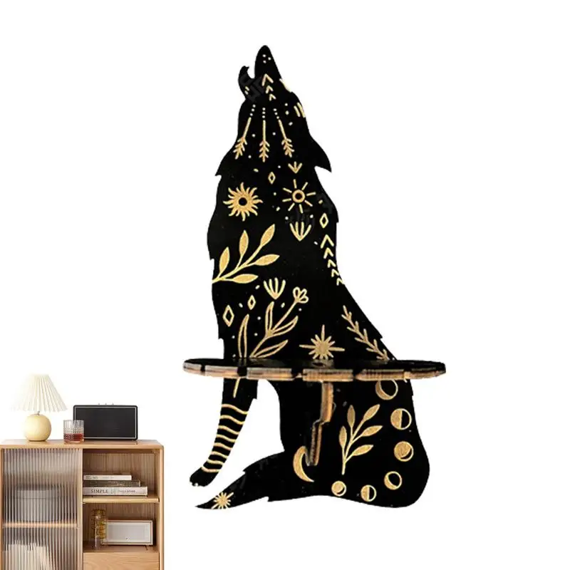 Crystal Wall Shelf Hand Wooden Multilayer Crystal Display Stand Hanging Wall Decor Shelves Stone Holder Boho Home Decoration