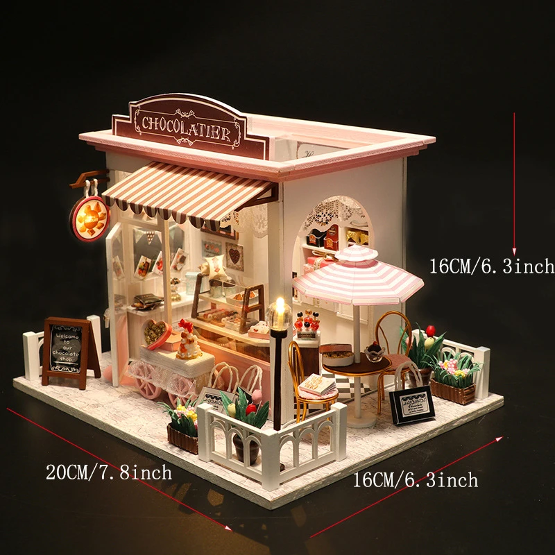 Wooden Mini Doll House DIY Miniature Small House Kit 3D Puzzle Assemble Building Model Toys Home With Furniture Lighting Gifts