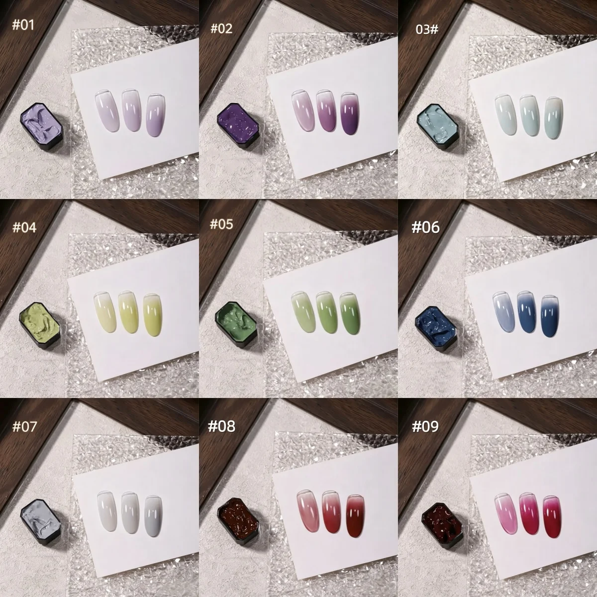 1pc Solid 9-Grid Color Painting Gel High Saturation Thick Gradient Patting Gel Nail Art, Summer Popular Creation 3D DIY view 4
