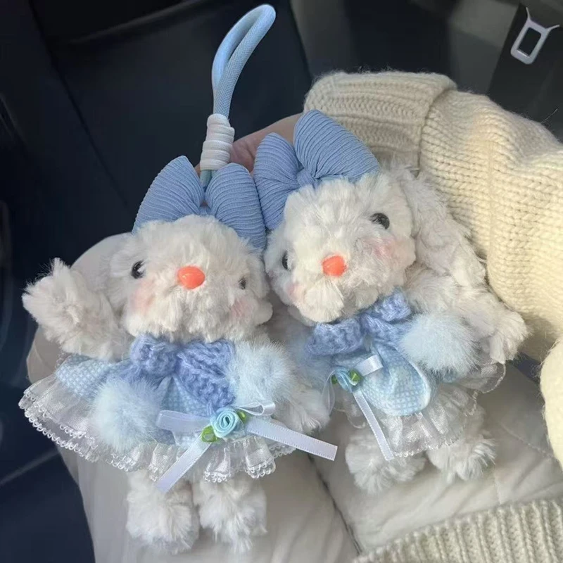 Blue Rose Dress Princess Rabbit Plush Keychain Cute Doll Bag Super Cute Carrot Rabbit Pendant