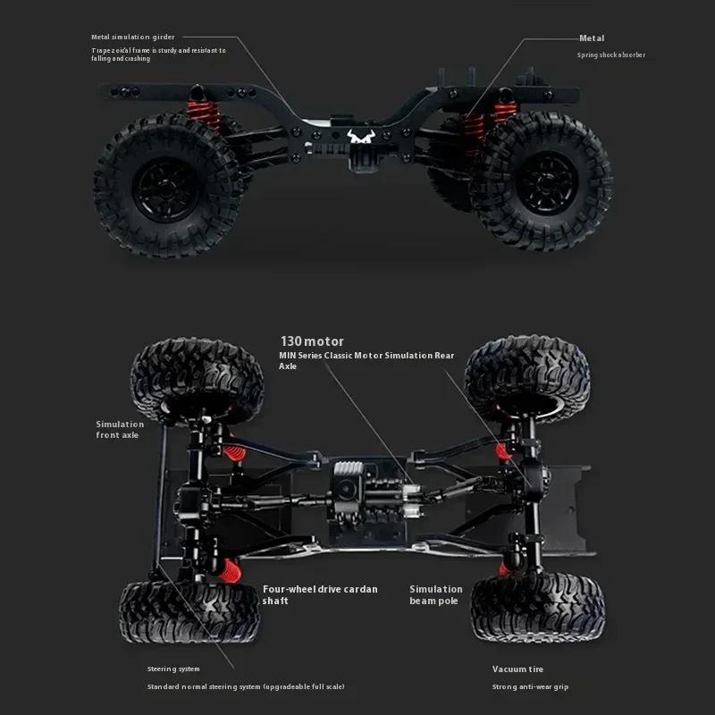 Controle Remoto Off-Road Carro de Escalada, 1:12 Simulação Clássica, Luz LED, Modelo de Terno, Enfeites, Brinquedo Infantil, Mn90