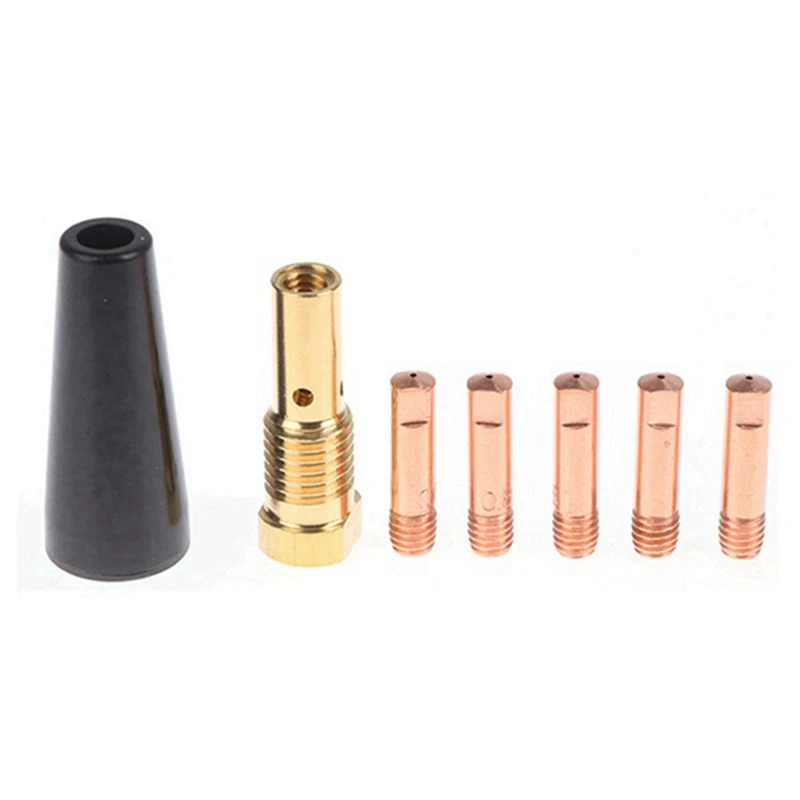 15Pcs MIG Welding Kit Flux Core Gasless Nozzle 0.9Mm Brass Welding Tips Replacement MIG Welder Replacement Parts Accessories