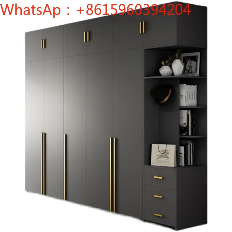 Wardrobe Household bedroom All solid wood multilayer board light luxury simple modern ecological board wardrobe