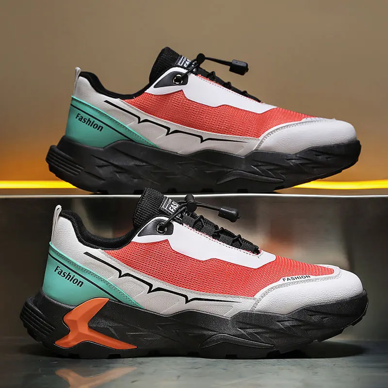 

Мужские повседневные кроссовки на толстой платформе с дышащей сеткой для бега, горная летняя распродажа, спортивная обувь в Корейском стиле для мужчин 2023 года
