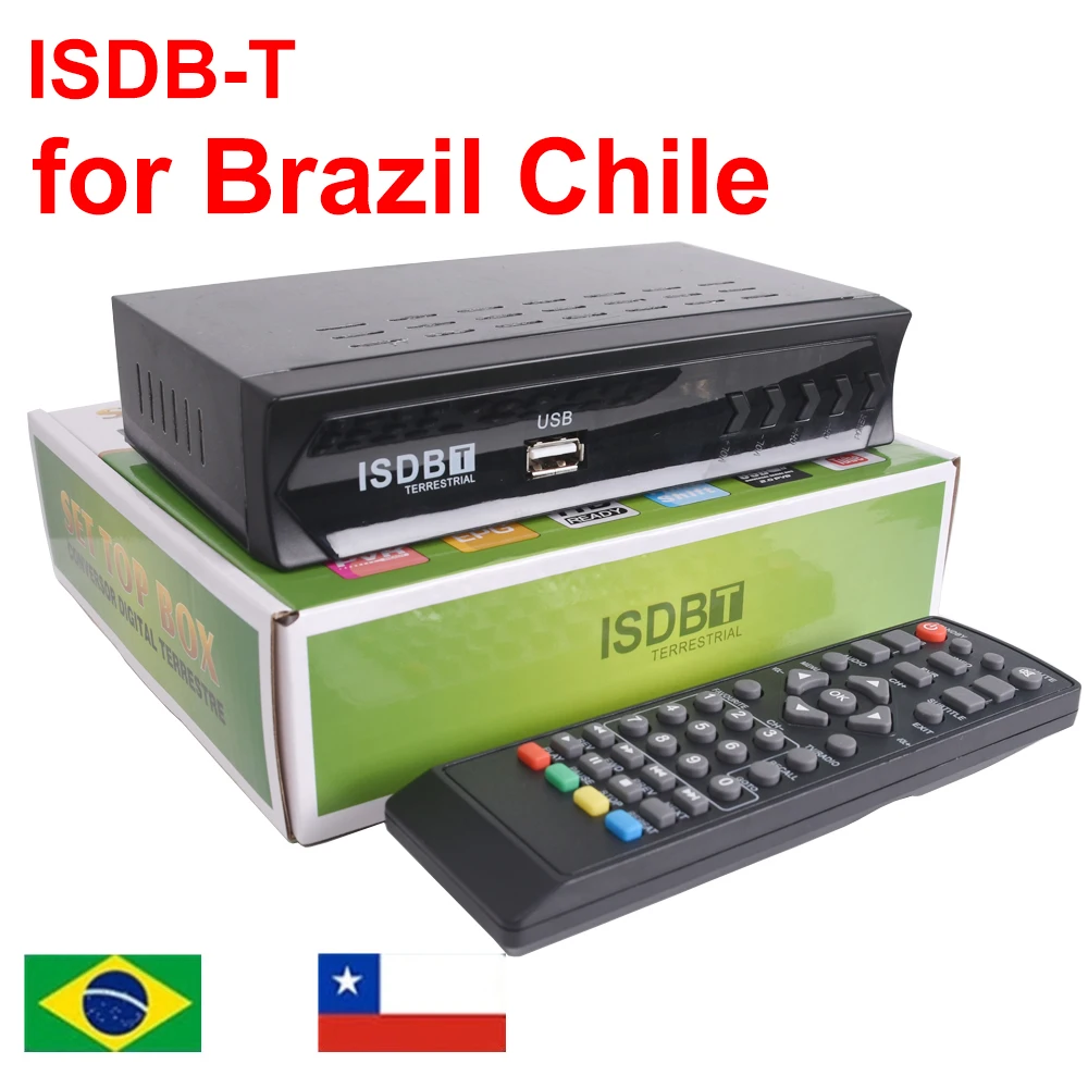 ISDB-T Set Top Box HD 1080P penerima TV siaran Video Digital ernerry untuk Chili dengan kabel antarmuka RCA HDMI