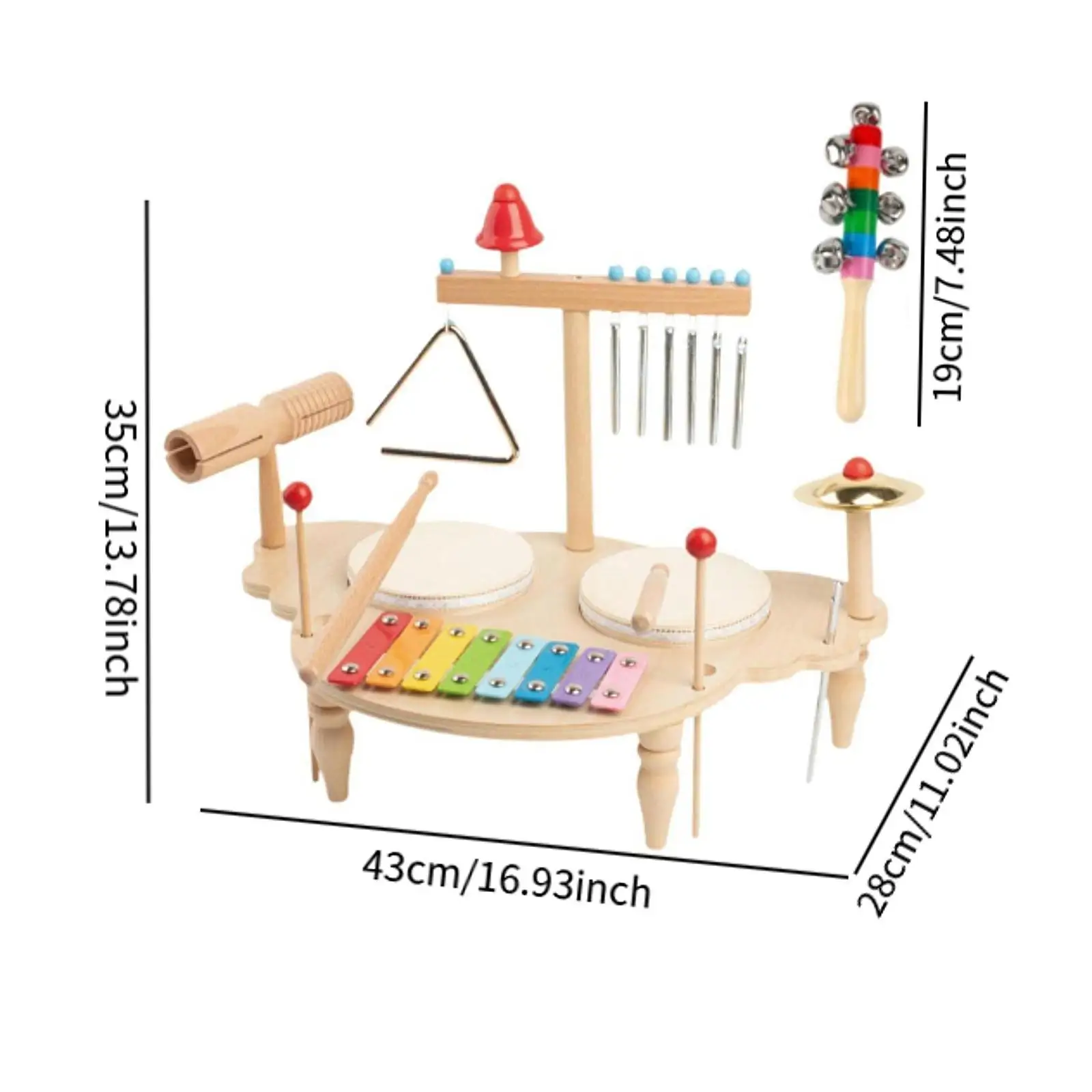 Juego de batería de xilófono, platillos, instrumentos de percusión para niños pequeños, regalos navideños