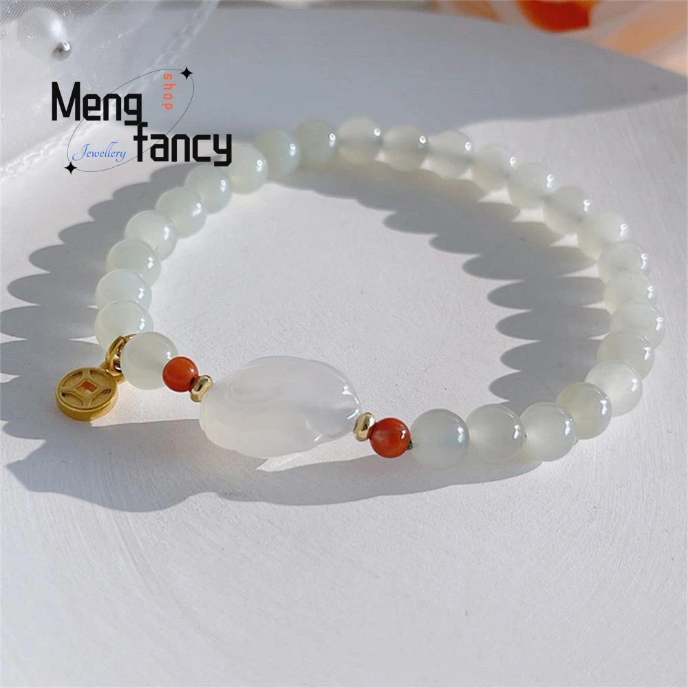 Natural New Hetian Jade Lovely Rabbit Bracelet Simple Exquisite High-grade Elegant Fashion Jewelry Sexy Young Girls Holiday Gift