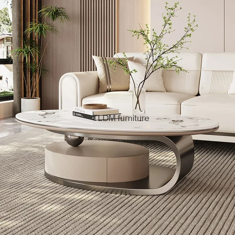 

Metal Coffee Table Living Room Elipse Italian White Coffee Table Modern Marble Top Luxury Mesa De Centro De Sala Home Furniture