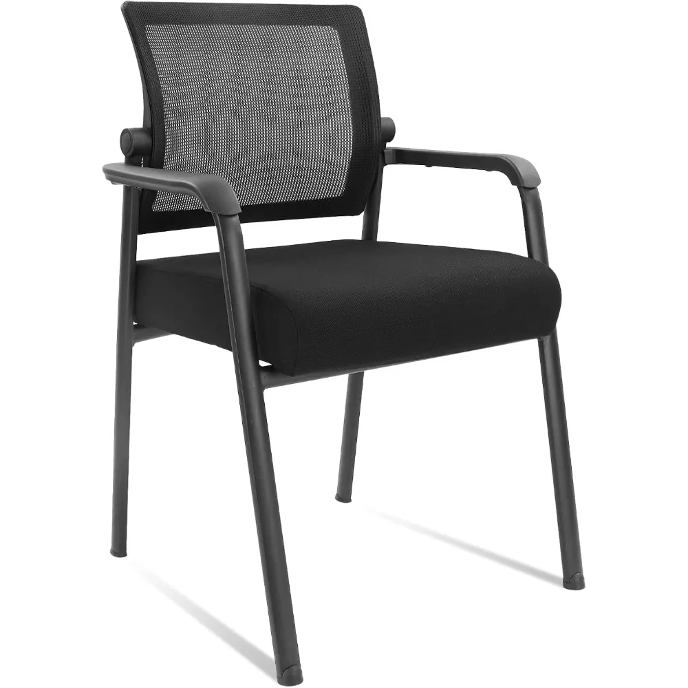 Sedia da scrivania senza ruote con schienale in rete regolabile, poltrona con supporto lombare ergonomico e cuscino per sedili ispessito, attesa