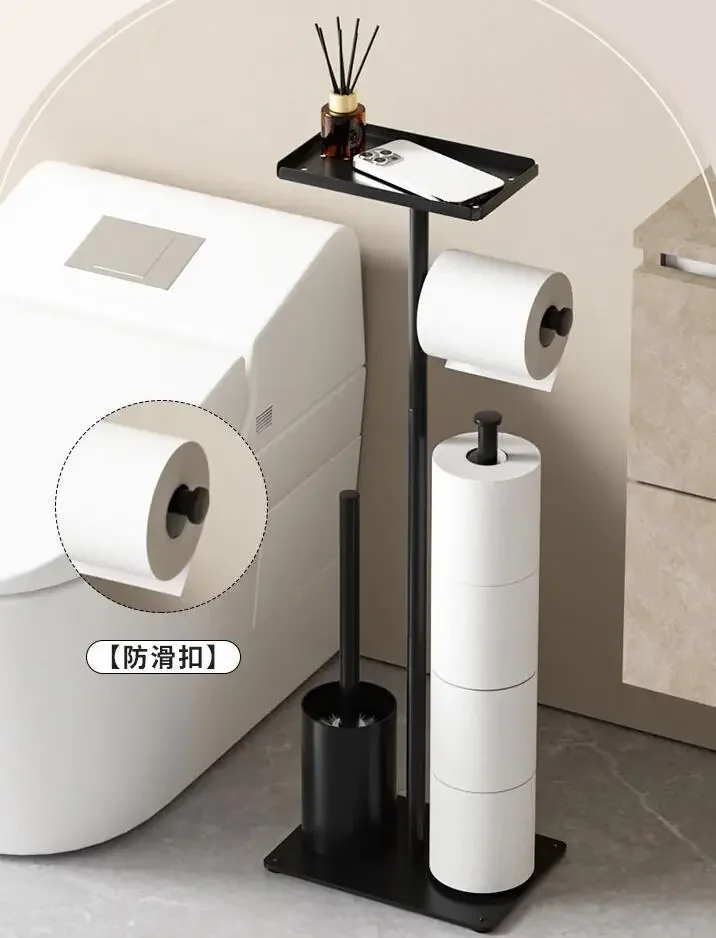 Imagem -06 - Toilet Paper Holder Stand com Prateleira de Armazenamento Floor Standing Roll Holder com Magazine Aço Inoxidável