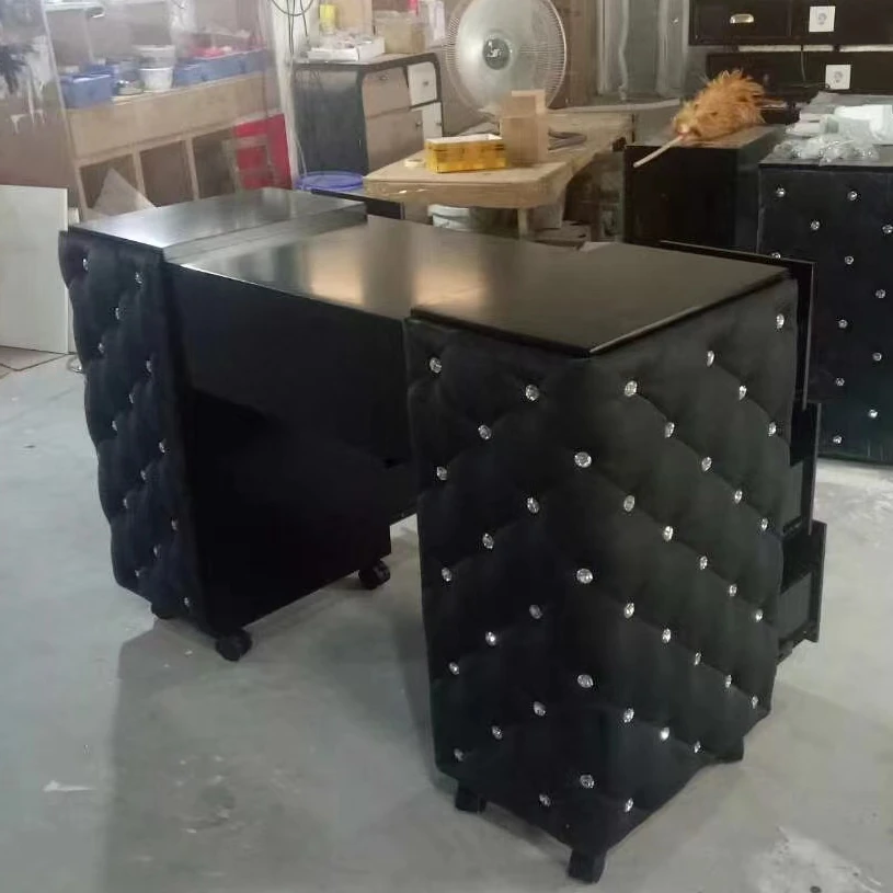 

Salon Furniture Nail Salon Black Diamond Manicure Table with Dust Collector for Nail Art