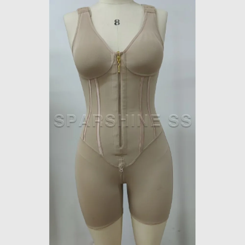 Faja Colombiana Moldeadora Para Mujer High Compression Tummy Control Shapewear Bodysuit Zipper Waist Trainer Postpartum Shaper