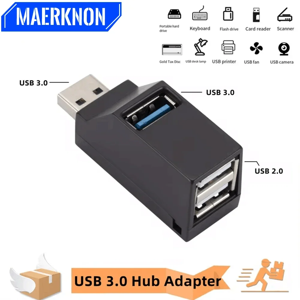 3 Ports USB 3.0 2.0 Hub High Speed ​​Data Transfer Splitter Multi Port USB Extender U Disk Card Reader For Laptop PC Accessories