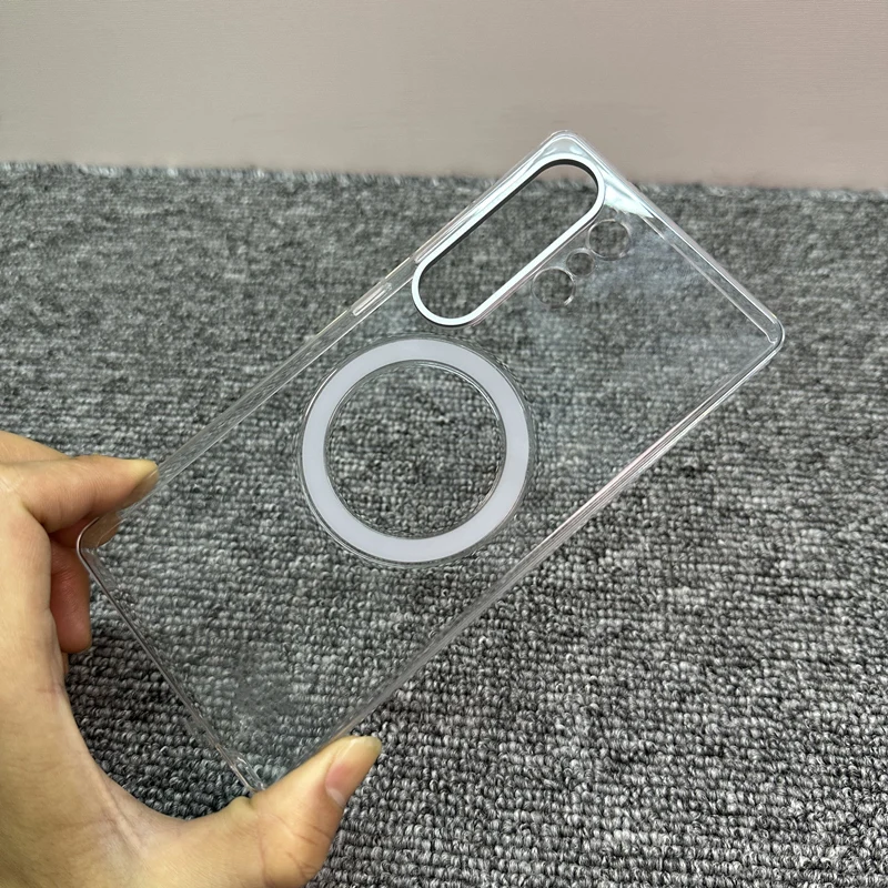 Oryginalne, przezroczyste, ultracienkie, magnetyczne etui na telefon do Samsung Galaxy S26, S25 Ultra, S25 – proste, przezroczyste, z funkcją bezprzewodowego ładowania, twarde. — zdjęcie produktu 3