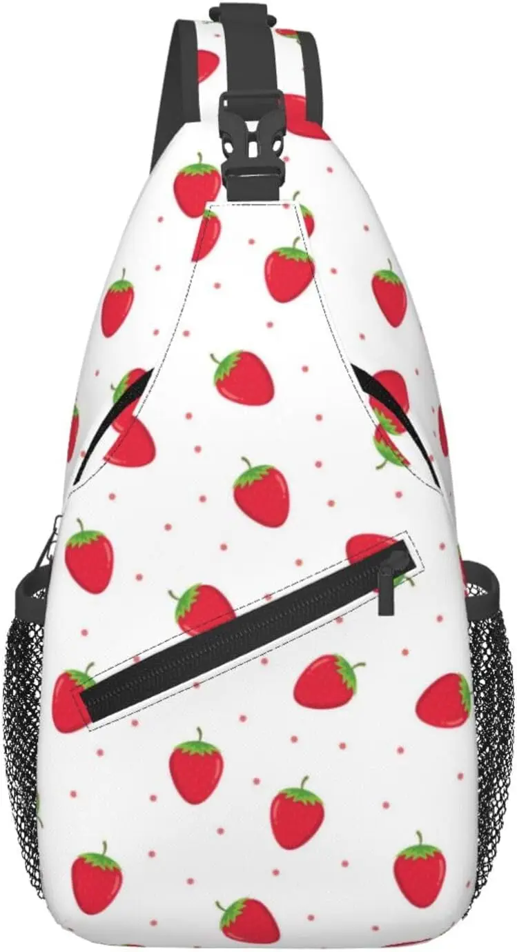 

Милый рюкзак с клубничным узором для женщин и мужчин, сумка через плечо, клубничный повседневный рюкзак с регулируемым ремешком